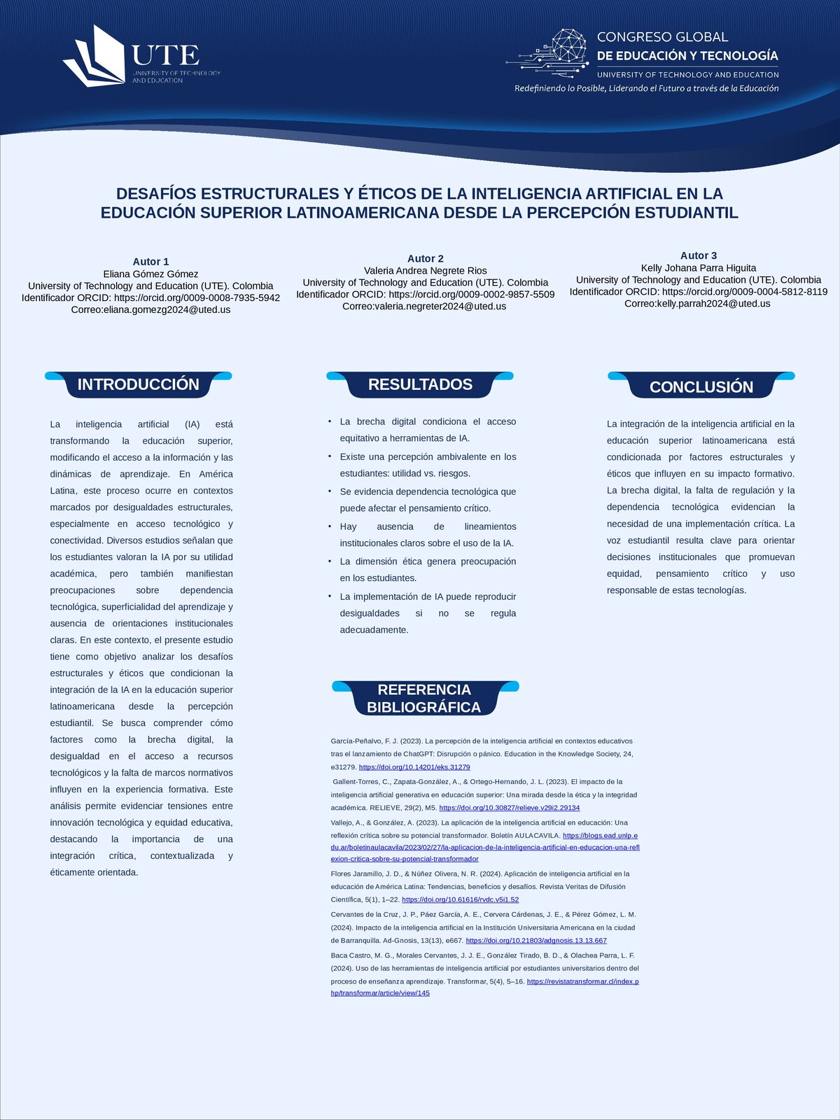 Cartel: Desafíos estructurales y éticos de la inteligencia artificial en la educación superior latinoamericana desde la percepción estudiantil