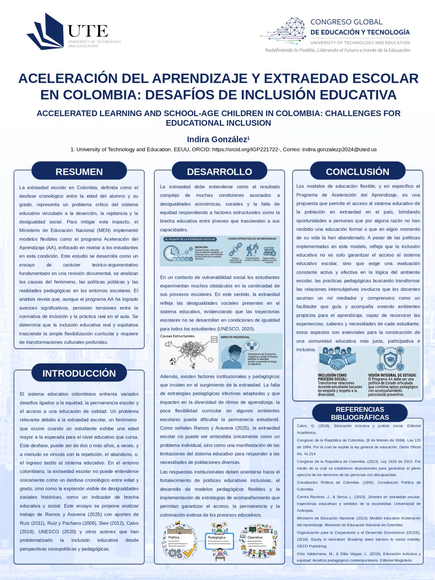 Cartel: Aceleración del aprendizaje y extraedad escolar en Colombia: desafíos de inclusión educativa